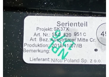 Grila ventilatie bord 5e0820951c Skoda Octavia 3 (facelift) (2017 - 2020) - miniatura 3
