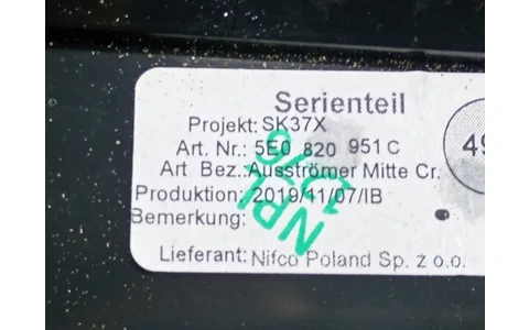 Grila ventilatie bord 5e0820951c Skoda Octavia 3 (facelift) (2017 - 2020) - imagine 3