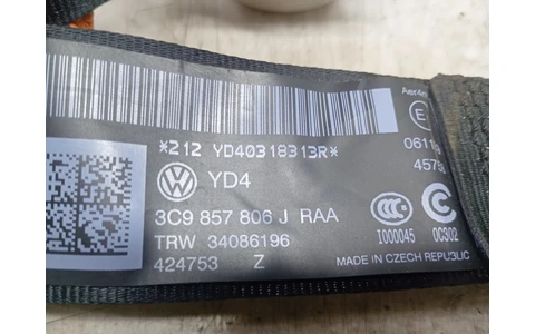 Centura siguranta spate 3c9857806j Volkswagen Passat B7 (2010 - 2015) - imagine 3