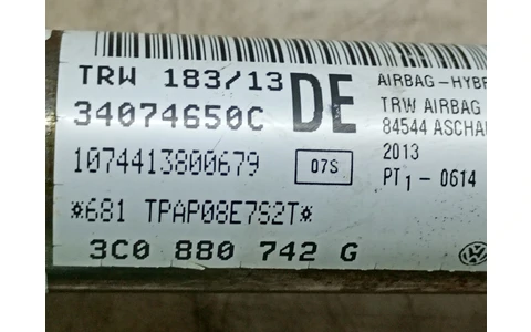 Airbag cortina dreapta 3c0880742g Volkswagen Passat B7 (2010 - 2015) - imagine 2