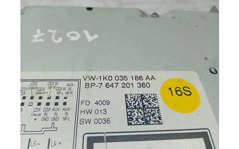 Radio cd 1k0035186aa Volkswagen Golf 6 (2008 - 2015) - imagine 3