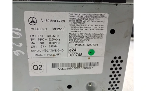 Radio cd A1698204789 Mercedes Benz B-Class W245 (2005 - 2008) - imagine 3