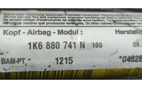 Airbag cortina stanga 1k6880741N Volkswagen Golf 5 (2003 - 2009) - imagine 2