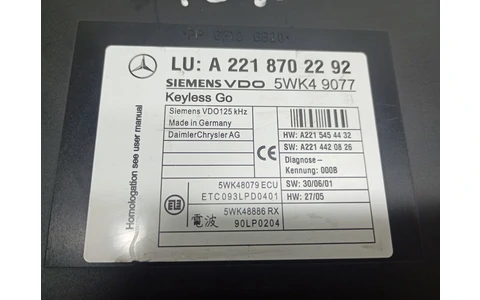 Modul confort A2218702292 Mercedes Benz S-Class W221 (2005 - 2009) - imagine 3