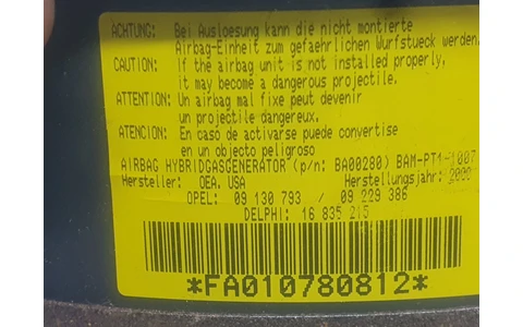 Airbag sofer 16835215 Opel Corsa C (2000 - 2003) - imagine 4