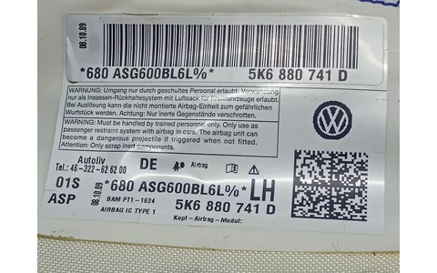 Airbag cortina stanga 5K6880741D Volkswagen Golf 6 (2008 - 2015) - imagine 4