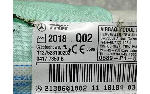 Airbag cortina stanga 34177850B Mercedes Benz E-Class W213 (2016 - 2020) - imagine 4