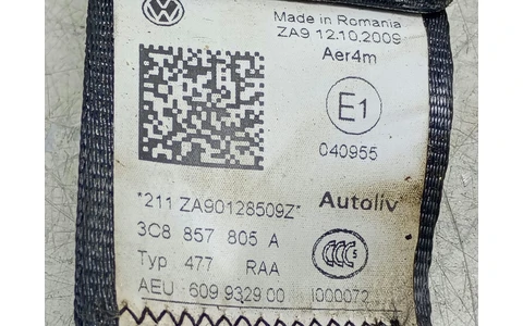 Centura siguranta stanga spate 3C8857805A Volkswagen Passat CC 1 (2008 - 2012) - imagine 4