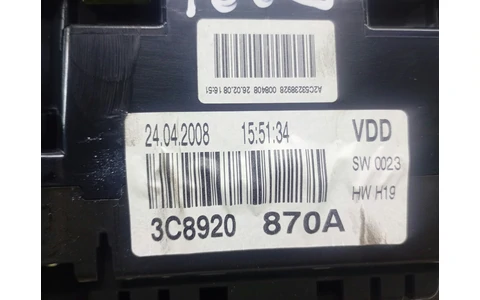 Ceasuri de bord 3C8920870A Volkswagen Passat CC 1 (2008 - 2012) - imagine 4