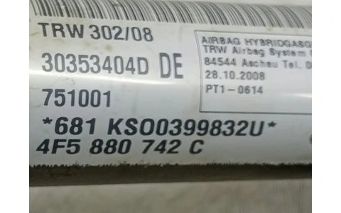 Airbag cortina dreapta 4F5880742C Audi A6 4F/C6 (facelift) (2008 - 2011) - imagine 4