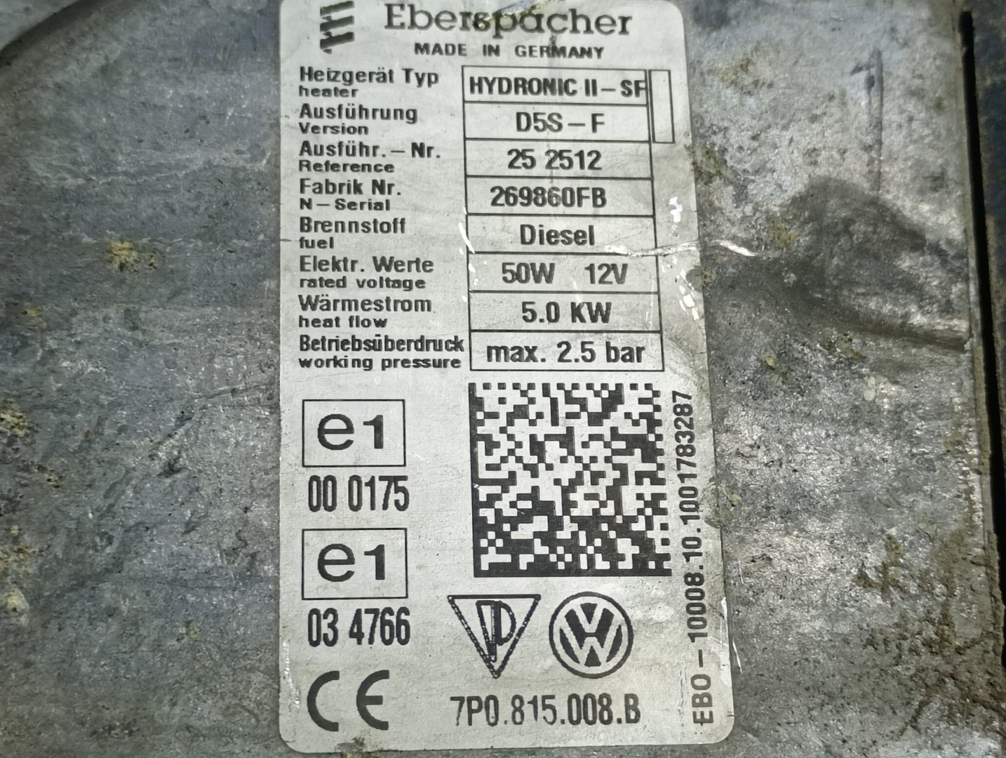Webasto 7P0815008 Volkswagen Touareg 2 (7P) (2010 - 2014)