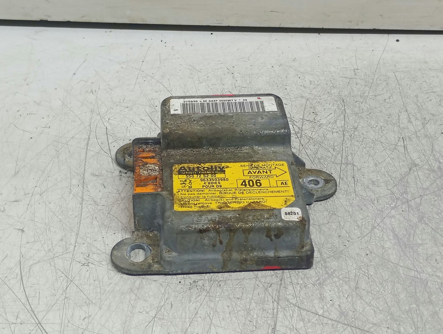Calculator airbag 9633503980 550725200 Peugeot 406 1 (facelift) (1999 - 2004)